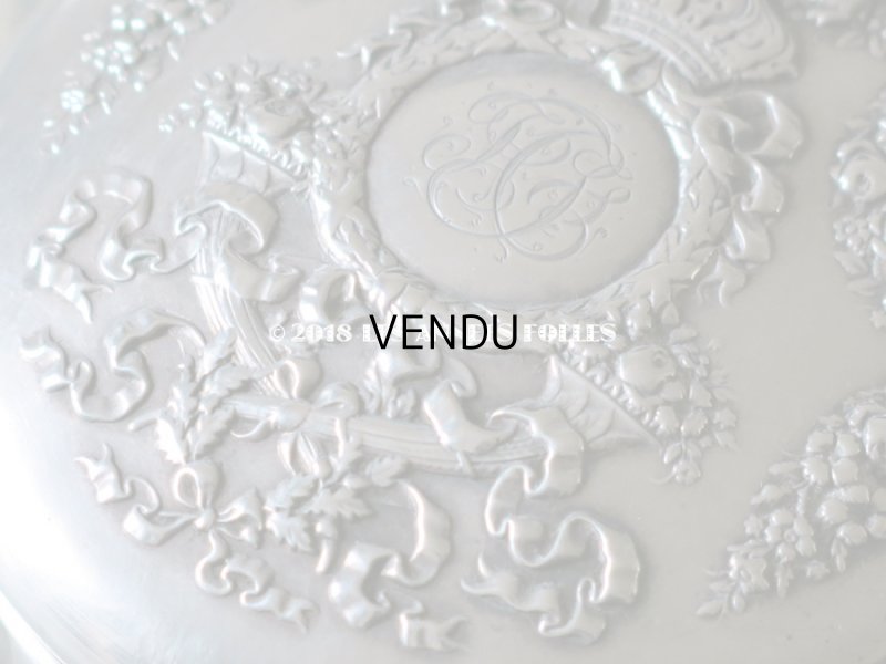 画像5: 1900年代　アンティーク シルバー製 パウダーケース 王冠 ＆ リボンのガーランド & モノグラム