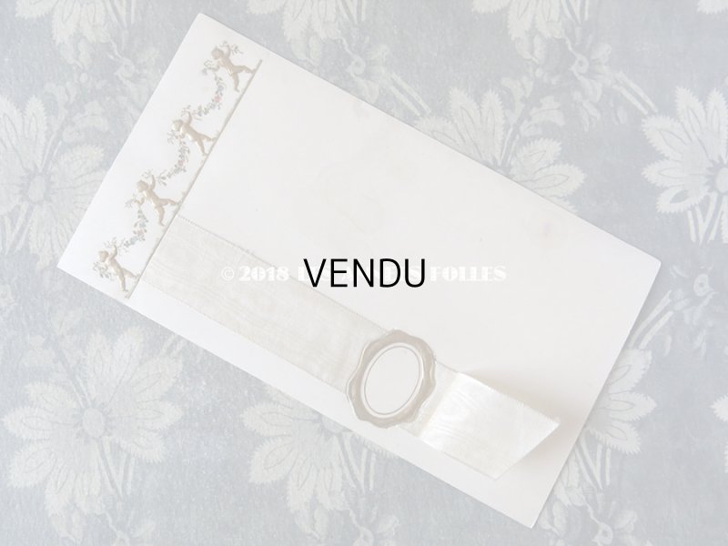 画像6: 未使用 アンティーク メニュー MENU 天使&花のガーランド 3枚セット