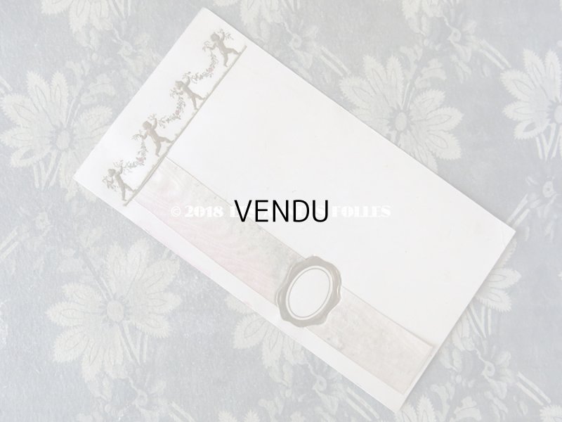 画像8: 未使用 アンティーク メニュー MENU 天使&花のガーランド 3枚セット