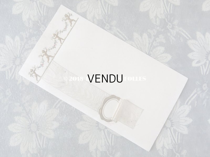 画像4: 未使用 アンティーク メニュー MENU 天使&花のガーランド 3枚セット