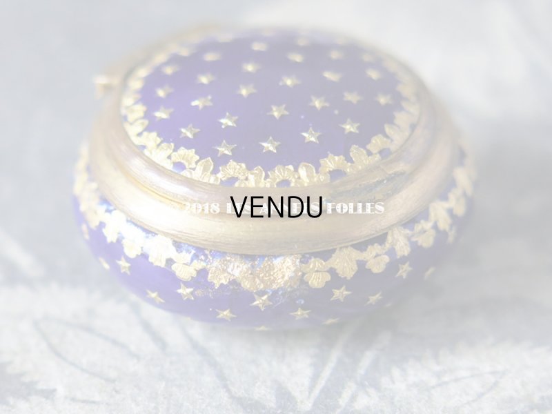 画像8: 19世紀 アンティーク 星柄 ピルケース 青紫のエナメル