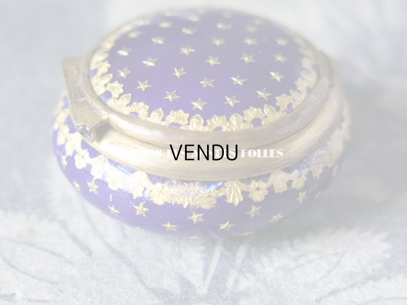 画像7: 19世紀 アンティーク 星柄 ピルケース 青紫のエナメル