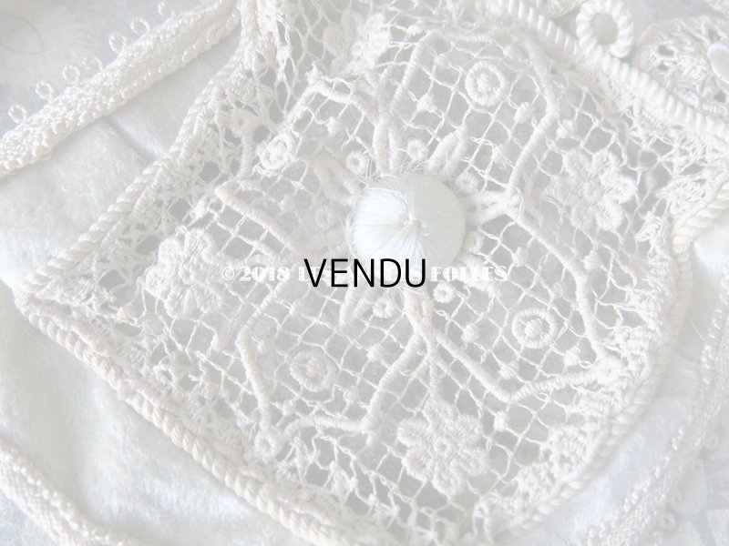 画像7: 19世紀末 アンティーク タッセル付 レース＆パールグリーンのベルベットのベルト