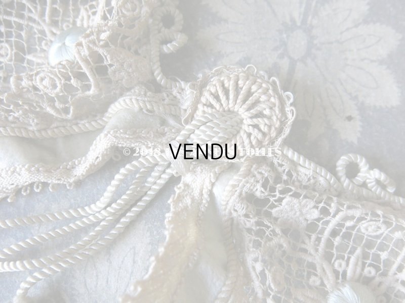 画像10: 19世紀末 アンティーク タッセル付 レース＆パールグリーンのベルベットのベルト