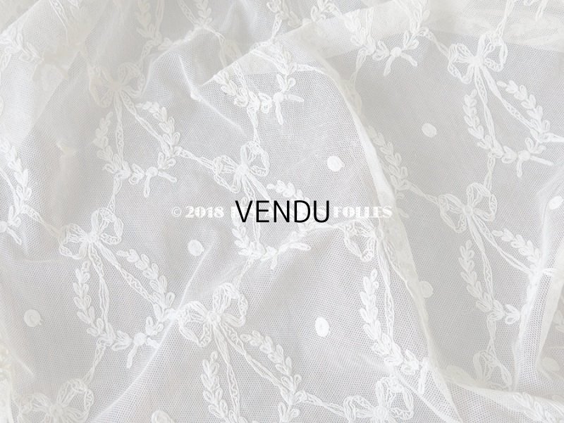 画像4: アンティーク カーテン用 リボン柄のチュールレース