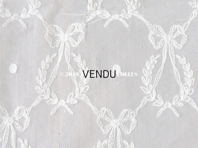 画像8: アンティーク カーテン用 リボン柄のチュールレース