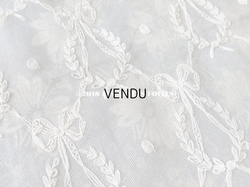 画像3: アンティーク カーテン用 リボン柄のチュールレース