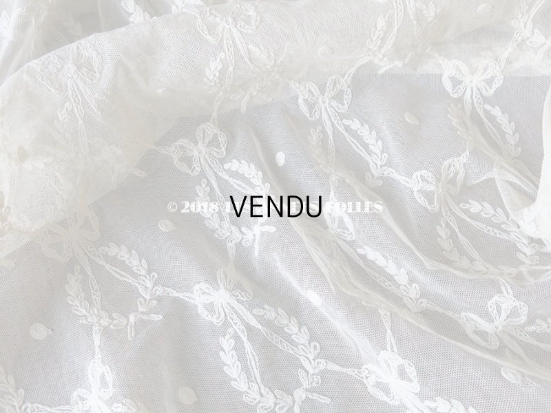 画像6: アンティーク カーテン用 リボン柄のチュールレース