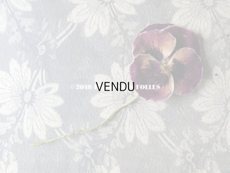 画像10: アンティーク  パンジーの布花 ベルベットのコサージュ