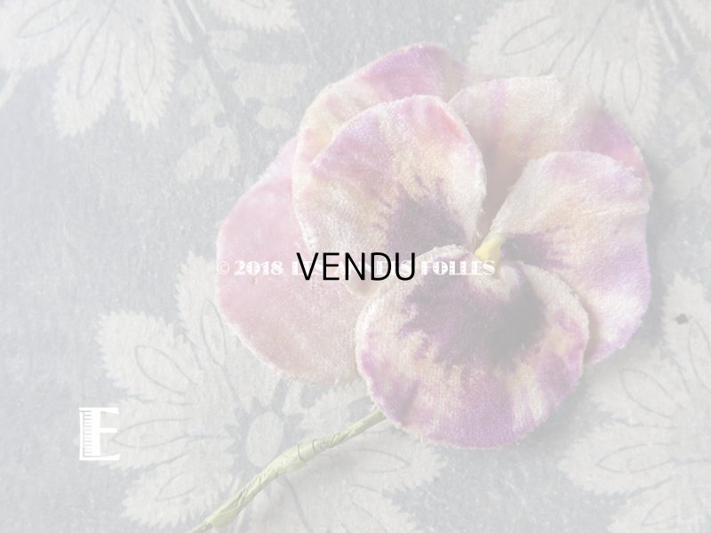 画像14: アンティーク  パンジーの布花 ベルベットのコサージュ