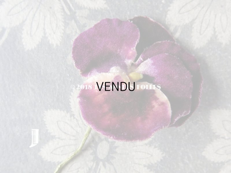 画像15: アンティーク  パンジーの布花 ベルベットのコサージュ