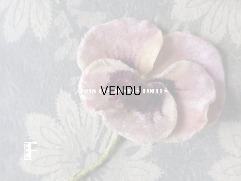 画像3: アンティーク  パンジーの布花 ベルベットのコサージュ