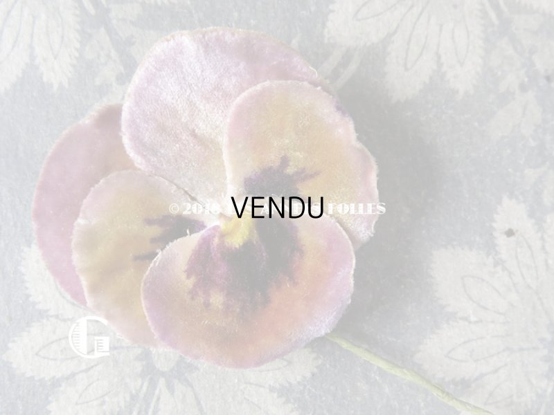 画像6: アンティーク  パンジーの布花 ベルベットのコサージュ