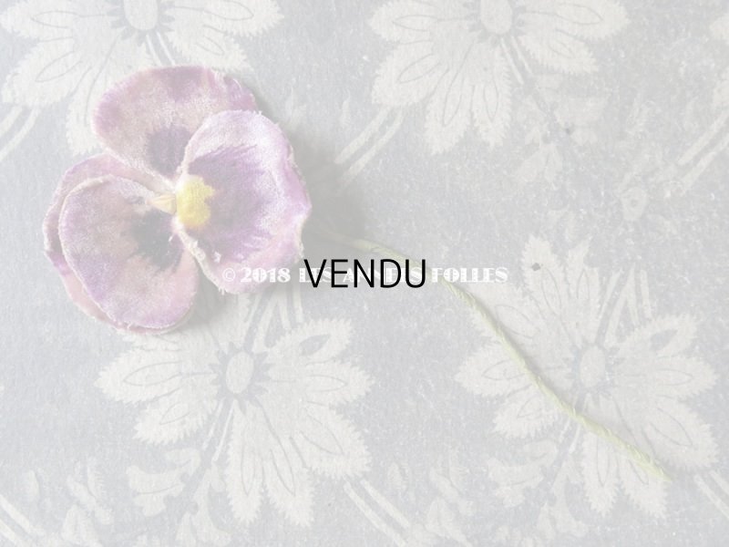 画像9: アンティーク  パンジーの布花 ベルベットのコサージュ