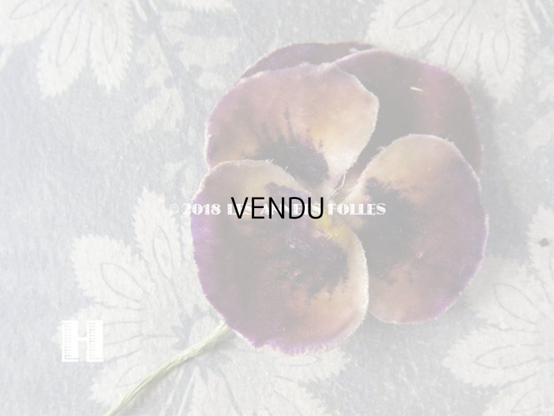 画像9: アンティーク  パンジーの布花 ベルベットのコサージュ