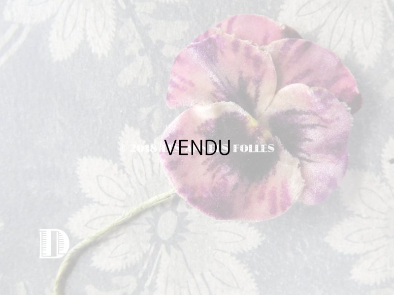 画像11: アンティーク  パンジーの布花 ベルベットのコサージュ