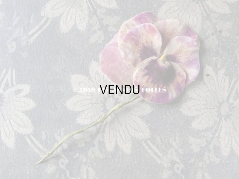 画像15: アンティーク  パンジーの布花 ベルベットのコサージュ