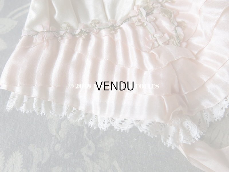 画像4: 1920年代 アンティーク ボネ ベビーピンクのフリルリボン & ロココトリム ナイトキャップ