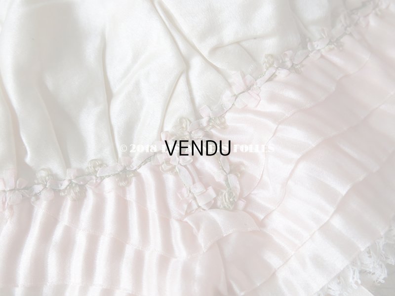 画像3: 1920年代 アンティーク ボネ ベビーピンクのフリルリボン & ロココトリム ナイトキャップ