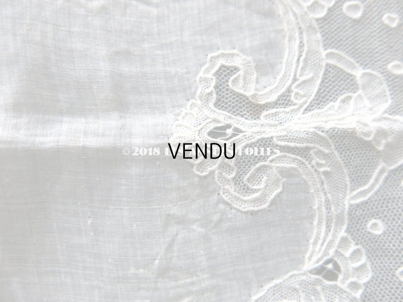 画像11: 19世紀 アンティーク ポワンドガーズのレース  結婚式のハンカチ 王冠の刺繍 【 ポワン・ド・ガーズ 】