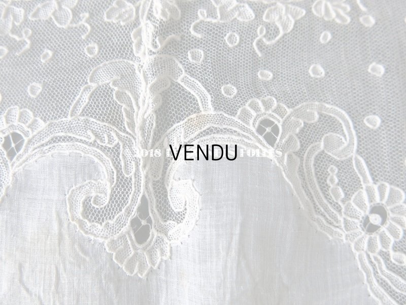 画像9: 19世紀 アンティーク ポワンドガーズのレース  結婚式のハンカチ 王冠の刺繍 【 ポワン・ド・ガーズ 】