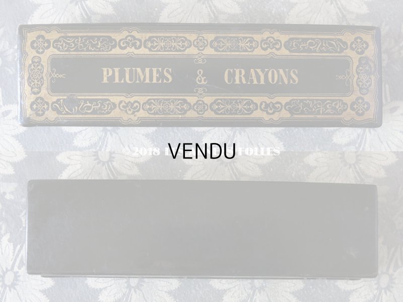 画像3: 19世紀 アンティーク ペンケース パピエマシェ PLUMES & CRAYONS