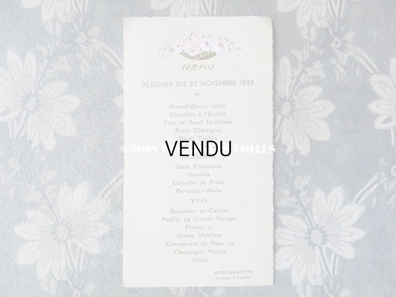 画像5: アンティーク メニューカード MENU 2枚セット