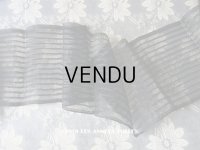 1900年代 アンティーク シルク製オーガンジー 幅広 リボン ストライプ 
