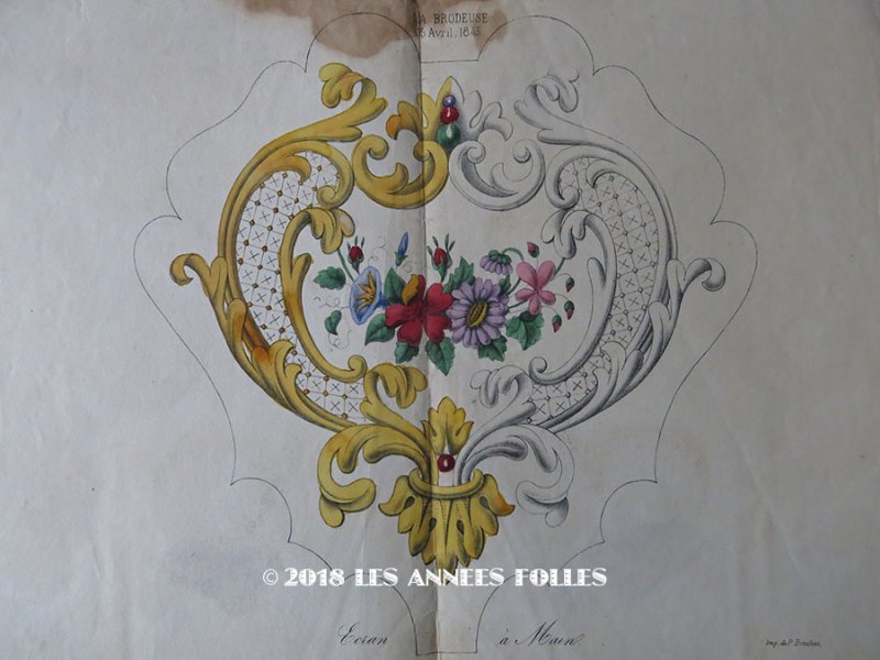 画像1: 1843年 アンティーク 刺繍図案 暖炉の火気よけ