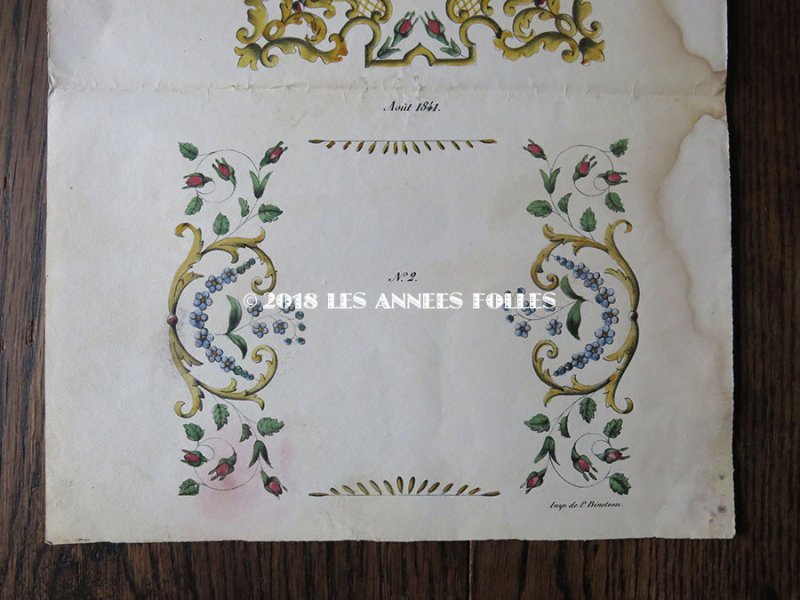 画像4: 1841年 アンティーク 刺繍図案 花模様