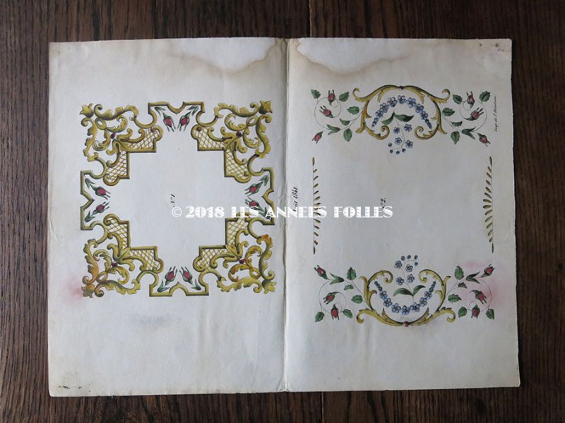 画像2: 1841年 アンティーク 刺繍図案 花模様