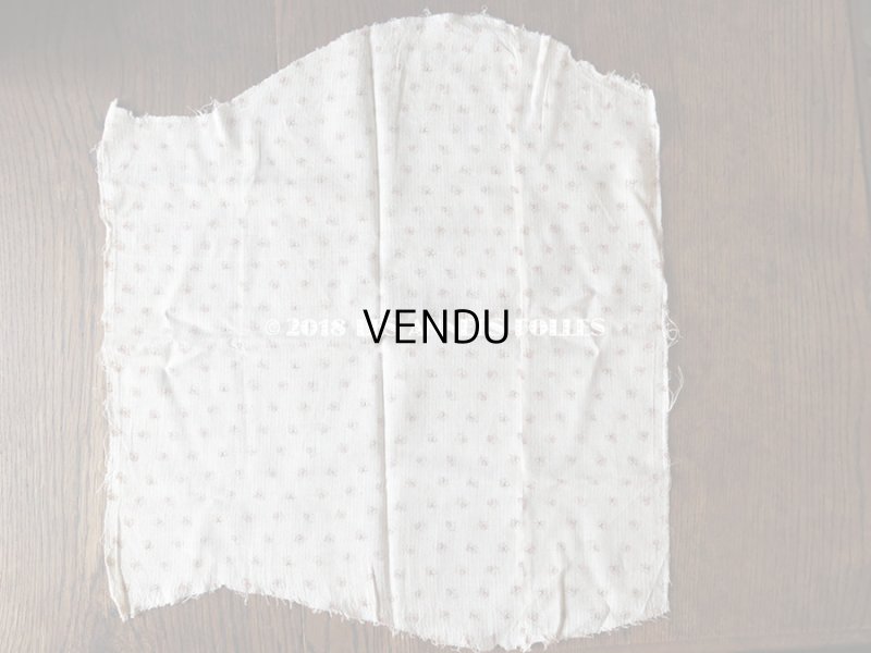 画像7: 1900年代 アンティーク  小さな花＆淡いピンクのストライプ コットン製ファブリック 41×47.5