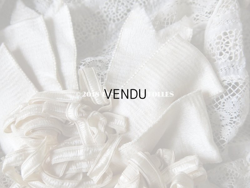 画像6: アンティーク ドール用 シルクリボンとレースのボネ