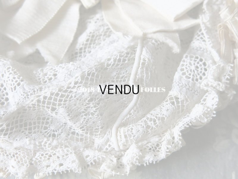 画像9: アンティーク ドール用 シルクリボンとレースのボネ