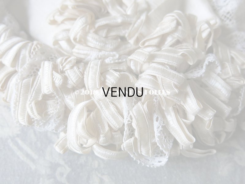 画像4: アンティーク ドール用 シルクリボンとレースのボネ