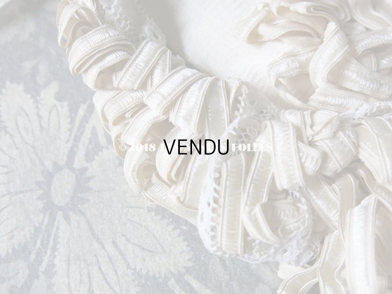 画像5: アンティーク ドール用 シルクリボンとレースのボネ