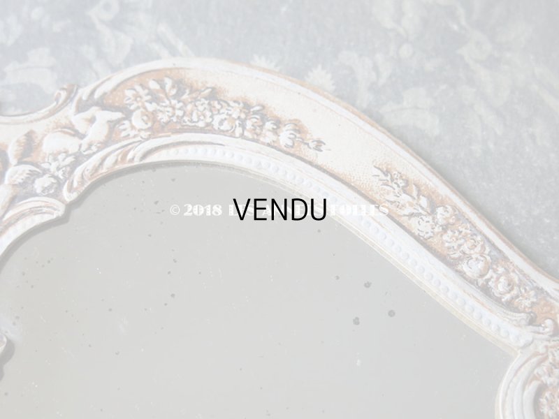 画像7: 1900年代 アンティーク 家具店の手鏡 天使&薔薇のガーランド