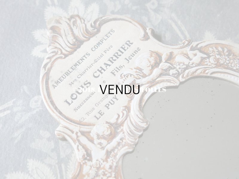 画像3: 1900年代 アンティーク 家具店の手鏡 天使&薔薇のガーランド