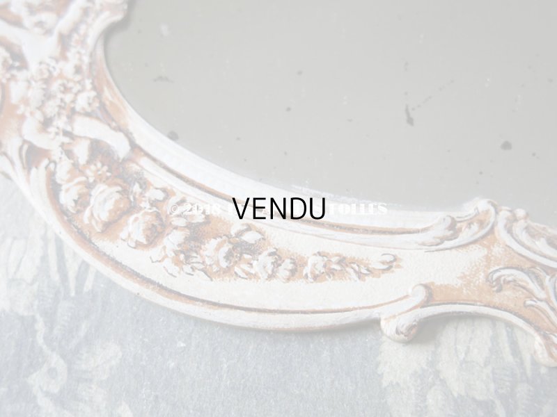 画像6: 1900年代 アンティーク 家具店の手鏡 天使&薔薇のガーランド