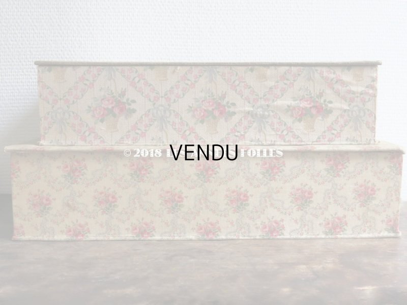 画像13: 1900年代 アンティーク 薔薇模様　大きなカルトナージュボックス 48×26×11.2cm