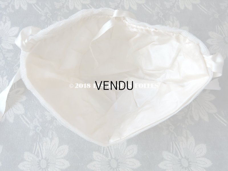 画像7: 1900年代 アンティーク ベビー用 レースのボネ オフホワイトの薔薇 ロココモチーフ ナイトキャップ