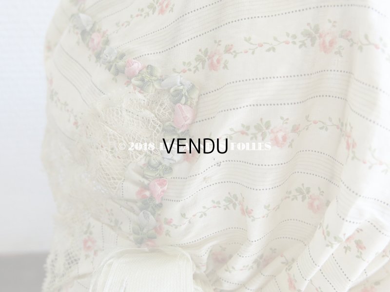 画像7: 1900年代 アンティーク ロココトリム付 薔薇模様のシャルロット