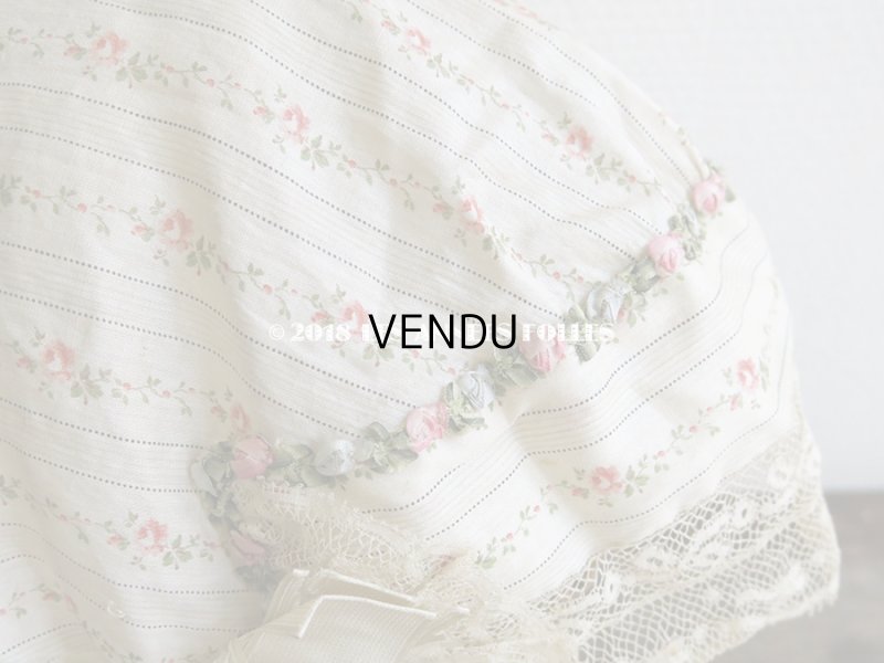 画像9: 1900年代 アンティーク ロココトリム付 薔薇模様のシャルロット