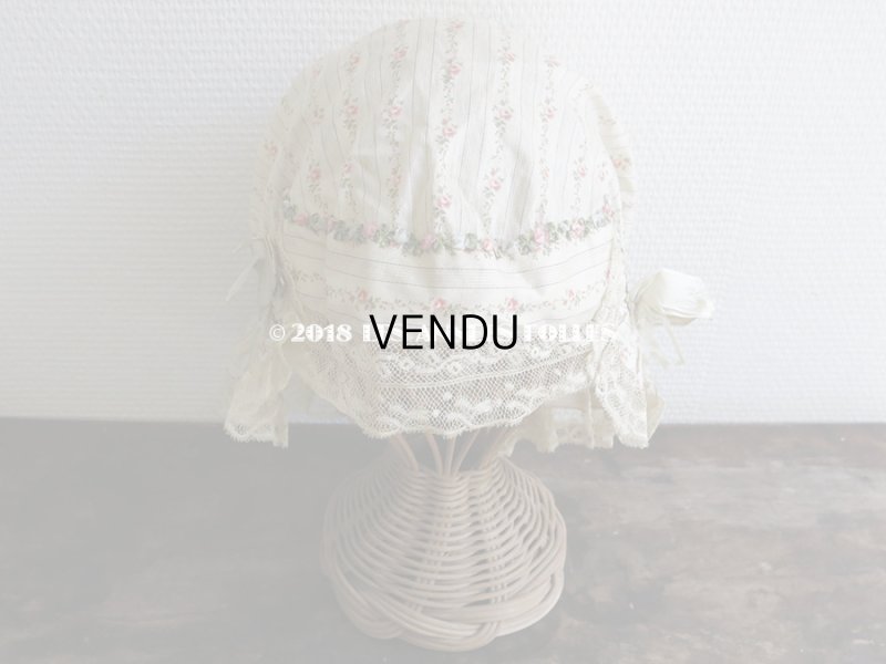 画像4: 1900年代 アンティーク ロココトリム付 薔薇模様のシャルロット