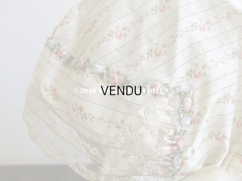 画像8: 1900年代 アンティーク ロココトリム付 薔薇模様のシャルロット