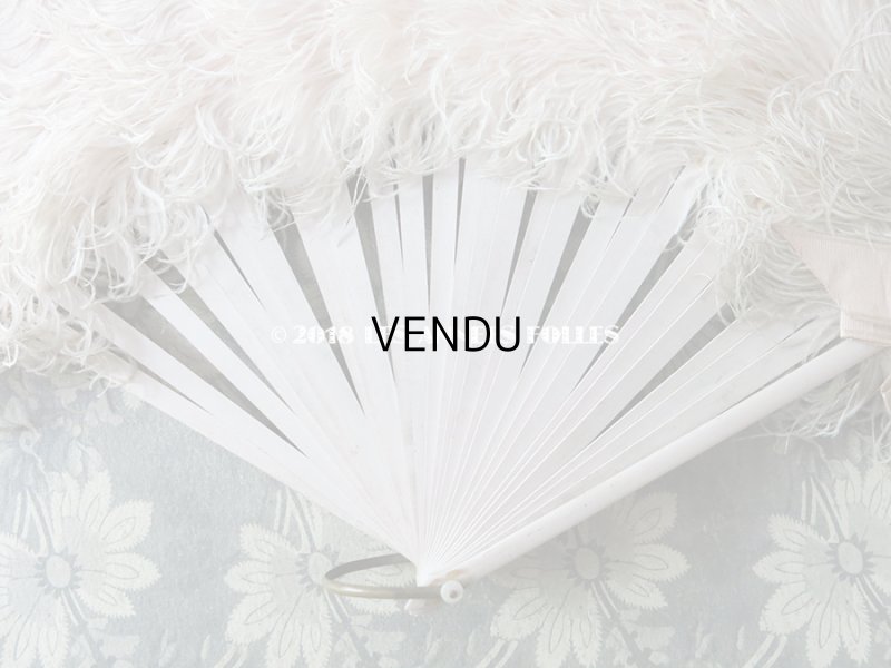 画像5: アンティーク 淡いピンクのフェザーのファン リボン付