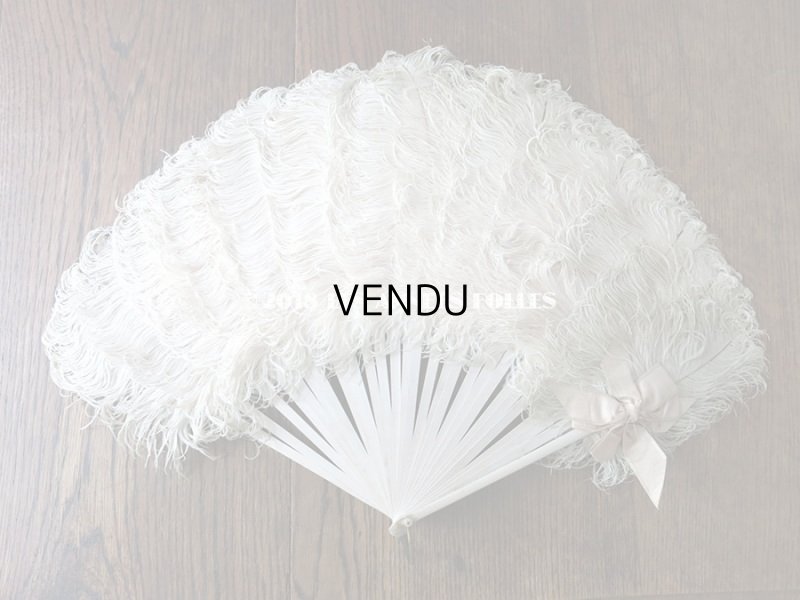 画像3: アンティーク 淡いピンクのフェザーのファン リボン付