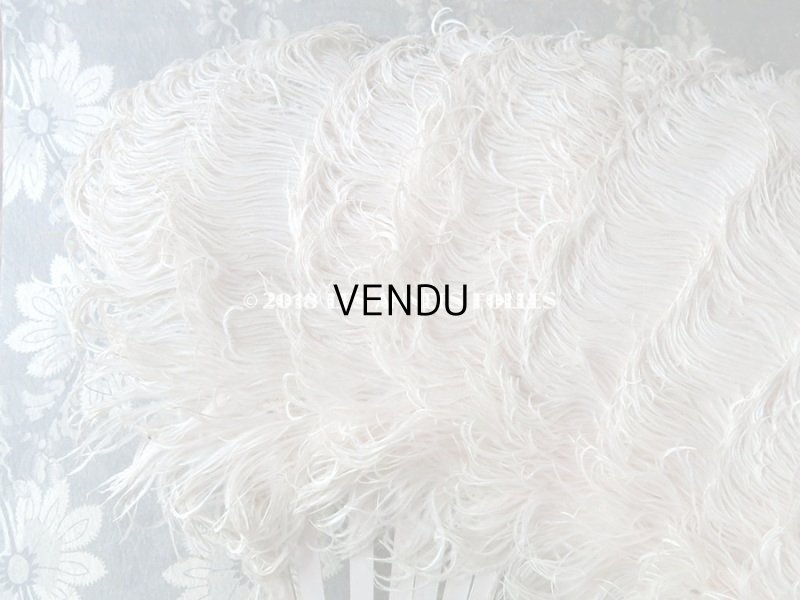 画像6: アンティーク 淡いピンクのフェザーのファン リボン付