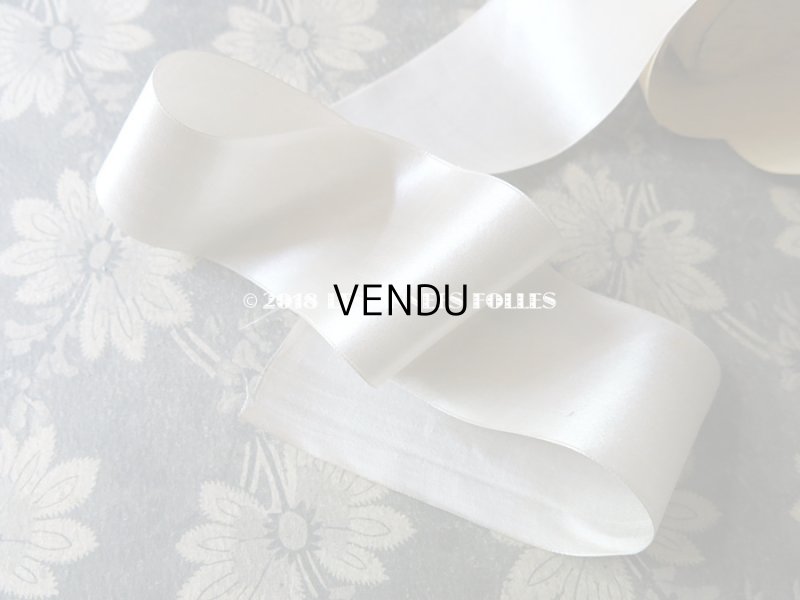画像3: 1920年代 アンティーク シルク製 サテンリボン オフホワイト  2.8m 5.5cm幅 - SAMARITAINE -