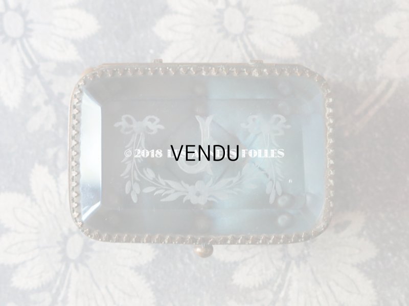 画像3: 1900年代 アンティーク ジュエリーボックス モノグラム 【J】 リボンのガーランド